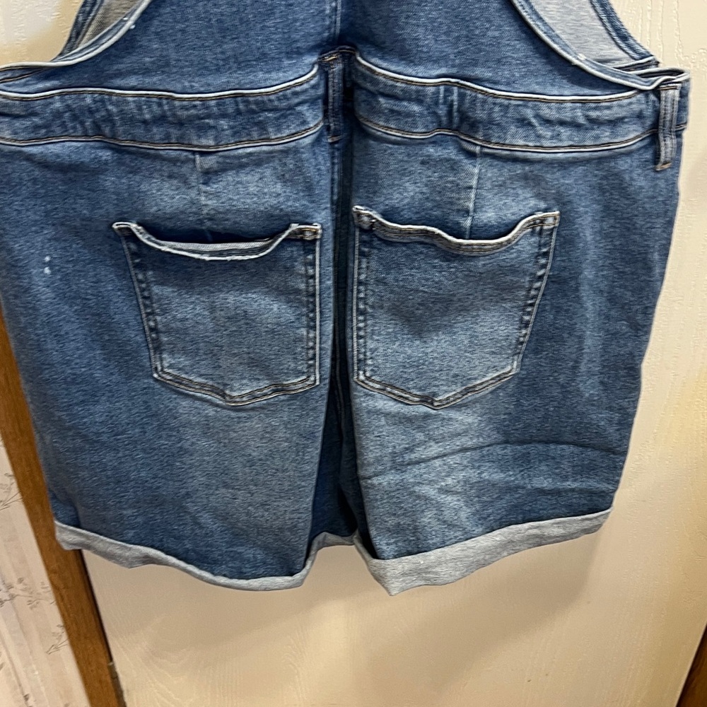 Ava & Viv Medium Blue Denim Short Overalls - Picture 6 of 10